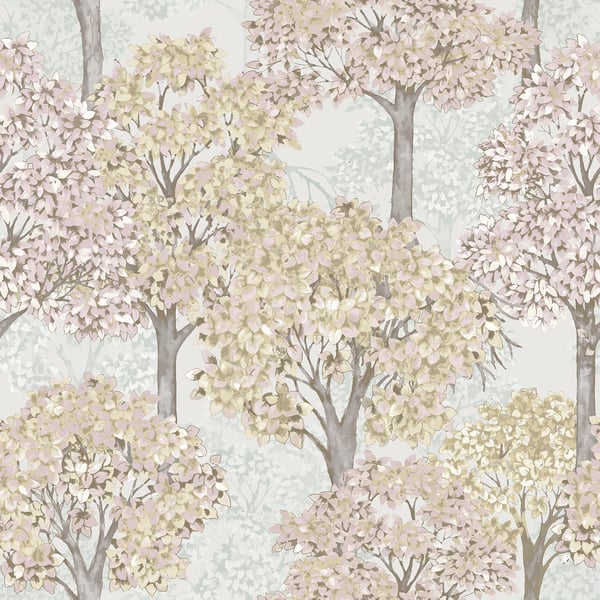 Galerie Wallpaper Product code: 12321 - Little Explorers 2 Wallpaper Collection - Pink Colours - For a fresh way to bring a bit more nature into your interior decor, bring home a lush, leafy wallpaper like this botanical design. This cottage style pattern is intricate with a full, lush appearance and comes in a beautiful palette of pink, green and soft blue shades. Cottage Tree makes for an eye-pleasing accent wall in a relaxing bedroom, neutral living space, Boho bathroom, or chilled-out dining room. It pairs perfectly with neutral tones, warm lighting, and natural materials like bamboo and rattan. Design