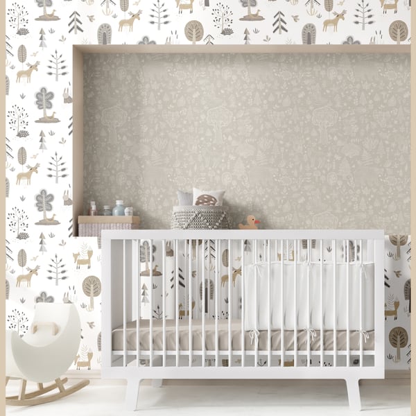 Galerie Wallpaper Product code: 14801_2 - Little Explorers 2 Wallpaper Collection - Silver Grey Colours - Bring your walls to life with this friendly wallpaper design. Featuring cute, shy country animals such as foxes, deer and hedgehogs, this unique wallpaper is ideal for sparking their imagination, whether they are babies or older. Suitable for using as a sweet nursery wallpaper, this animal inspired design is available in a three muted colourways, and is ideal for creating a modern and warm feel in your child’s bedroom or playroom.  Design