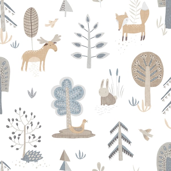 Galerie Wallpaper Product code: 14803 - Little Explorers 2 Wallpaper Collection - Heavenly Colours - Bring your walls to life with this friendly wallpaper design. Featuring cute, shy country animals such as foxes, deer and hedgehogs, this unique wallpaper is ideal for sparking their imagination, whether they are babies or older. Suitable for using as a sweet nursery wallpaper, this animal inspired design is available in a three muted colourways, and is ideal for creating a modern and warm feel in your child’s bedroom or playroom.  Design