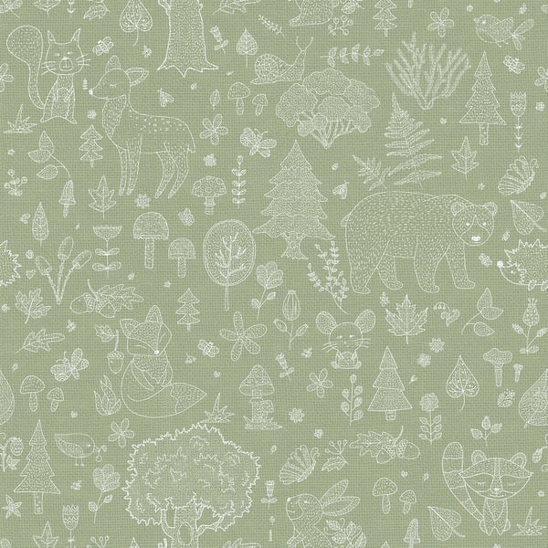 Galerie Wallpaper Product code: 14805 - Little Explorers 2 Wallpaper Collection - Green Colours - Bring your children's walls to life with this cute, fun and quirky forest kingdom wallpaper by Galerie. Featuring an array of cute animals including snails, bears and bunnies, this washable wall print gives off a harmonious vibe and is perfect for using in nurseries, toddlers and kids bedrooms or even as a print for anyone with a youthful outlook on life! Design