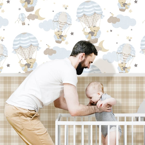 Galerie Wallpaper Product code: 14816_2 - Little Explorers 2 Wallpaper Collection - Heavenly Colours - Want to inject some fun into your child's bedroom? Look no further than this adorable design! This stylish and pastel-coloured design is perfect for kids' rooms, and the white base colour is sure to brighten up any space. Plus, the figurative vibe and fantasy feel of the bears and balloons make this the perfect paper for any little dreamer. So why wait? Add some fun to your child's room with this cute design today! Design