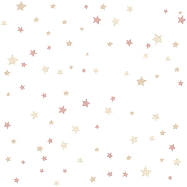 Galerie Wallpaper Product code: 14828 - Little Explorers 2 Wallpaper Collection - Pink Colours - The classic star design gets a contemporary twist in this fabulous Stars wallpaper. The design appears home crafted, therefore giving it that extra special feel. Guaranteed to make a style statement, this wallpaper is perfect for a gender neutral baby's nursery through to the teenage years. Design