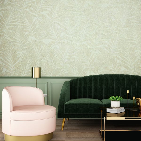 Galerie Wallpaper Product code: 34003R - Hotel Wallpaper Collection - Green, Beige Colours - Botanical leaves design Design