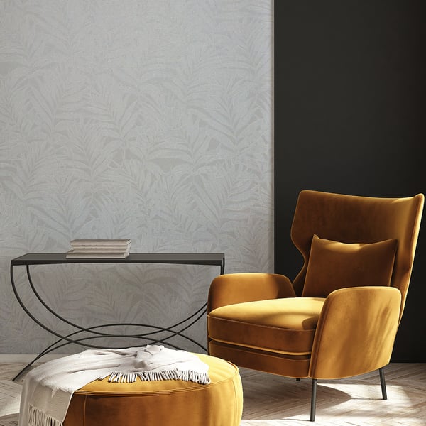 Galerie Wallpaper Product code: 34005R - Hotel Wallpaper Collection - Grey, White, Cream Colours - Botanical leaves design Design