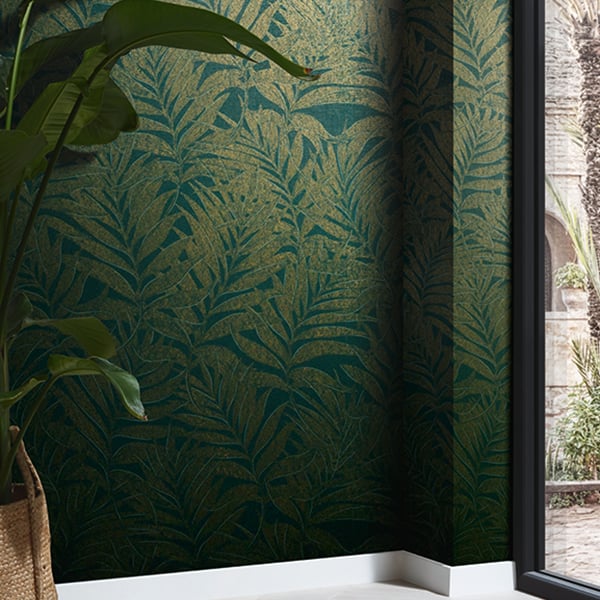 Galerie Wallpaper Product code: 34007R - Hotel Wallpaper Collection - Green, Gold Colours - Botanical leaves design Design