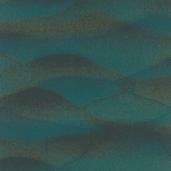 Galerie Wallpaper Product code: 34018 - Hotel Wallpaper Collection - Blue, Black Colours - A textured misty landscape of hills Design