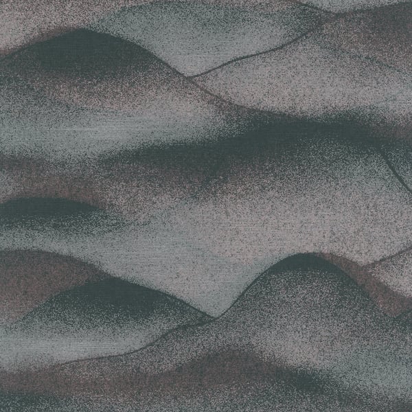 Galerie Wallpaper Product code: 34022 - Hotel Wallpaper Collection - Black, Silver, Burgundy Colours - A textured misty landscape of hills Design