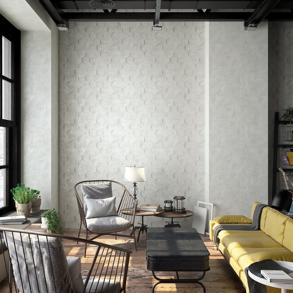 Galerie Wallpaper Product code: 34159R - Loft 2 Wallpaper Collection - Greige Colours - 3D Geometric Hexagon  Design