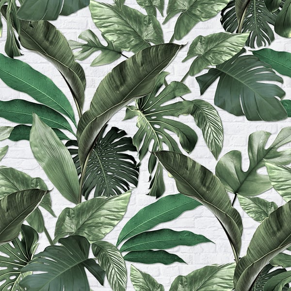 Galerie Wallpaper Product code: 34194 - Loft 2 Wallpaper Collection - Green, White Colours - Tropical Brick Wall Panel Design