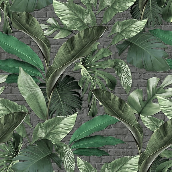 Galerie Wallpaper Product code: 34195 - Loft 2 Wallpaper Collection - Green, Grey Colours - Tropical Brick Wall Panel Design