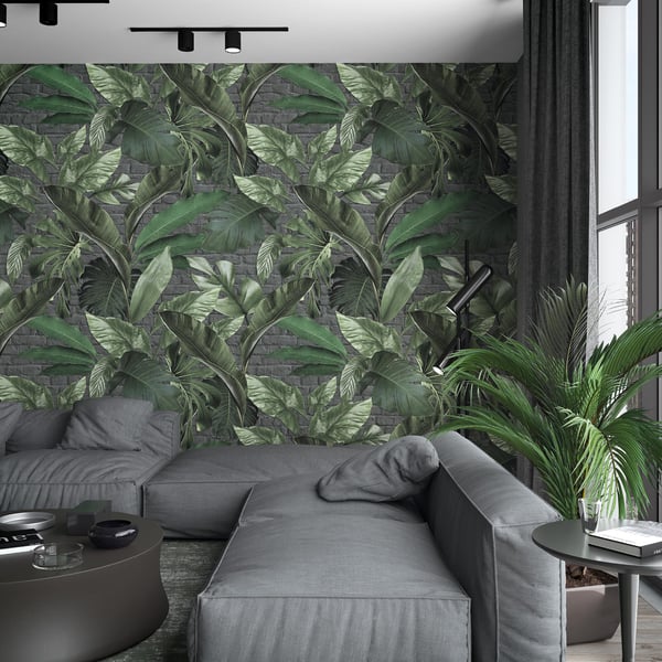 Galerie Wallpaper Product code: 34195R - Loft 2 Wallpaper Collection - Green, Grey Colours - Tropical Brick Wall Panel Design