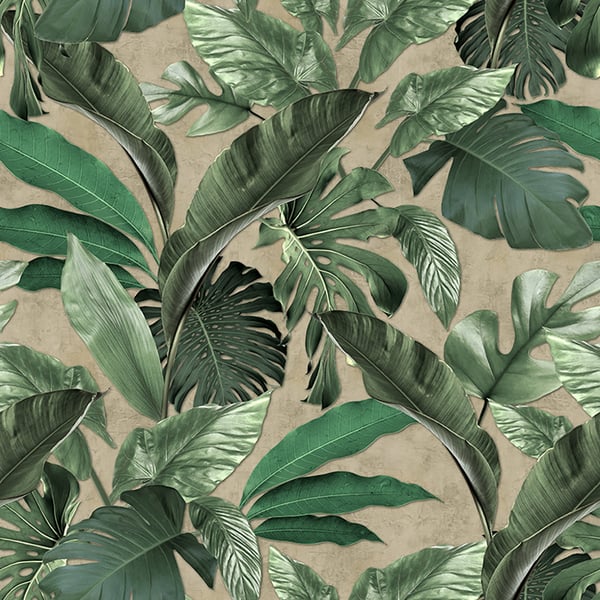 Galerie Wallpaper Product code: 34198 - Loft 2 Wallpaper Collection - Green, Beige Colours - Tropical Wall Panel Design
