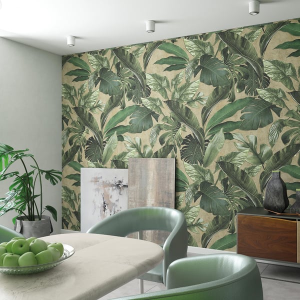 Galerie Wallpaper Product code: 34198R - Loft 2 Wallpaper Collection - Green, Beige Colours - Tropical Wall Panel Design