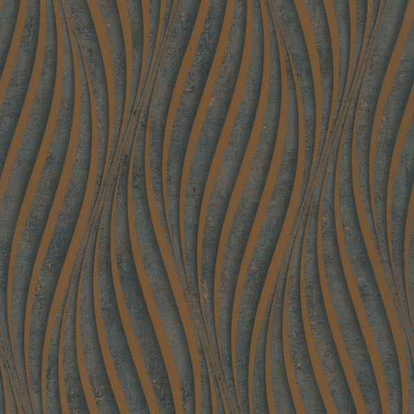 Galerie Wallpaper Product code: 34263 - Urban Textures Wallpaper Collection - Black  Copper Colours - Wave Design