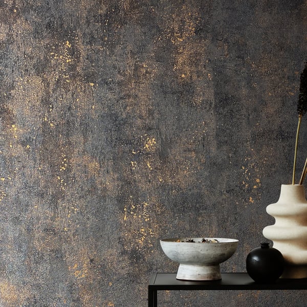 Galerie Wallpaper Product code: 34270_2 - New Textures Wallpaper Collection - Black  Copper Colours - Plain Design