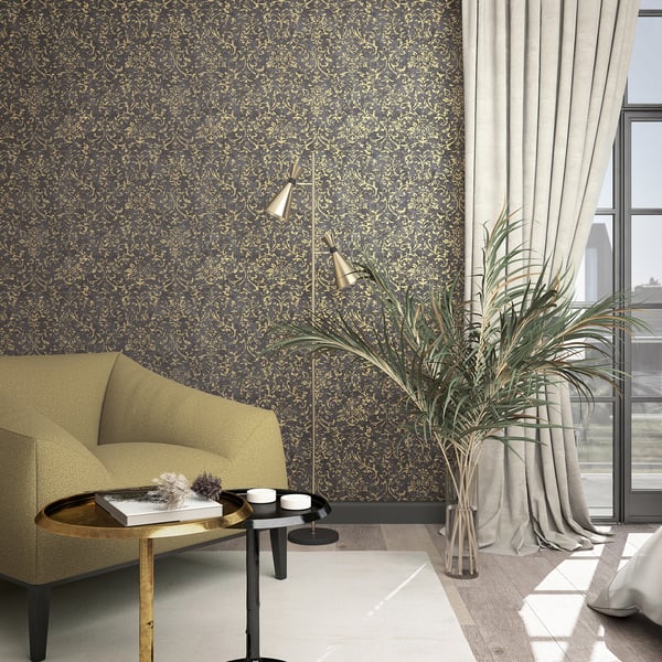 Galerie Wallpaper Product code: 34297_2 - Urban Textures Wallpaper Collection - Black  Gold Colours - Ornamental Design