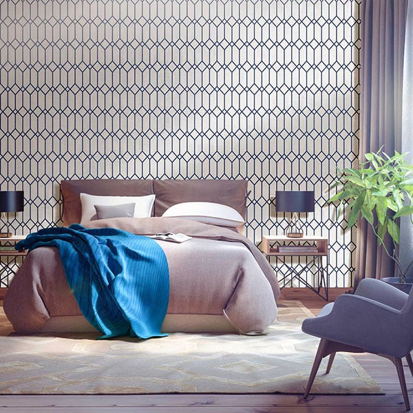 Galerie Wallpaper Product code: 3736R - Tendenza Wallpaper Collection - Blue Colours - Hexagon Trellis Design
