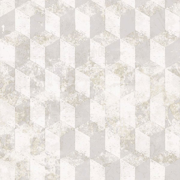 Galerie Wallpaper Product code: 3750 - Tendenza Wallpaper Collection - White Silver Colours - Cube Motif Design