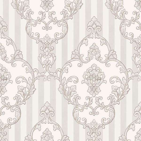 Galerie Wallpaper Product code: 4600 - Italian Glamour Wallpaper Collection - Neutral Colours - Damask over Stripe Design