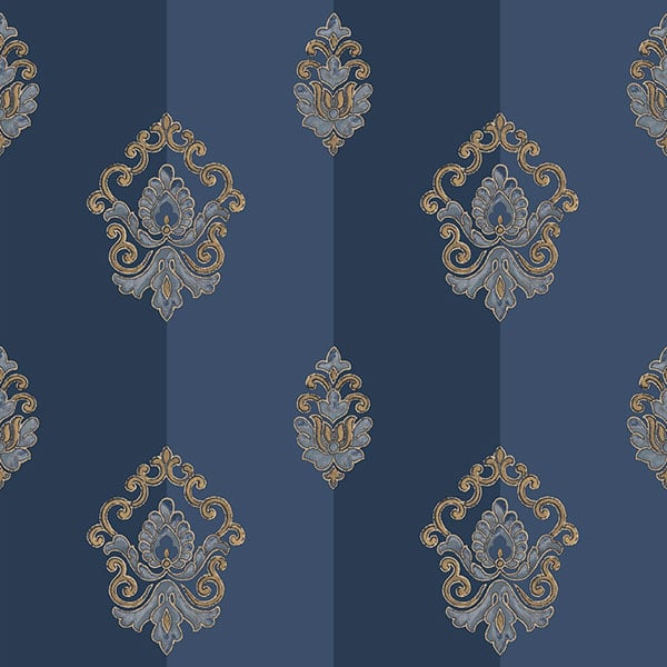 Galerie Wallpaper Product code: 4627 - Italian Glamour Wallpaper Collection - Blue Colours - Damask Stripe Design