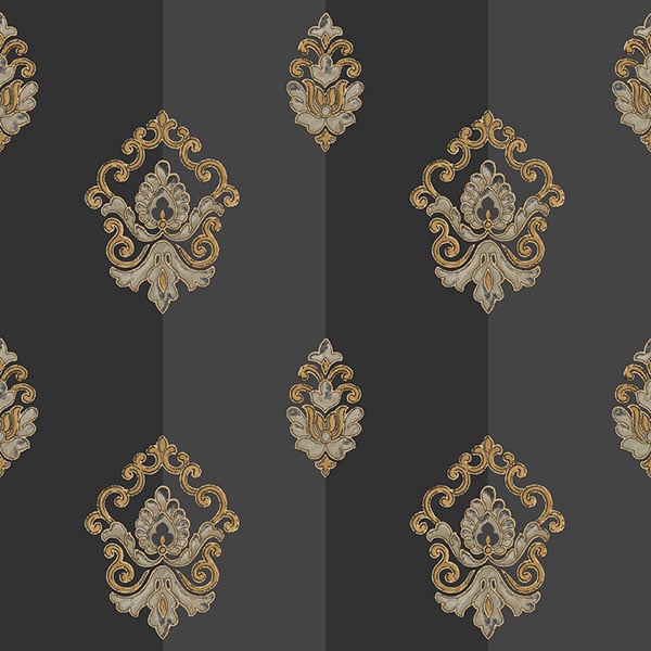Galerie Wallpaper Product code: 4629 - Italian Glamour Wallpaper Collection - Black Colours - Damask Stripe Design