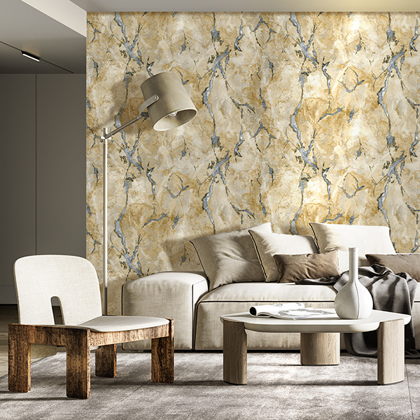 Galerie Wallpaper Product code: 49356R - Stratum Wallpaper Collection - gold blue Colours - Marmo Design