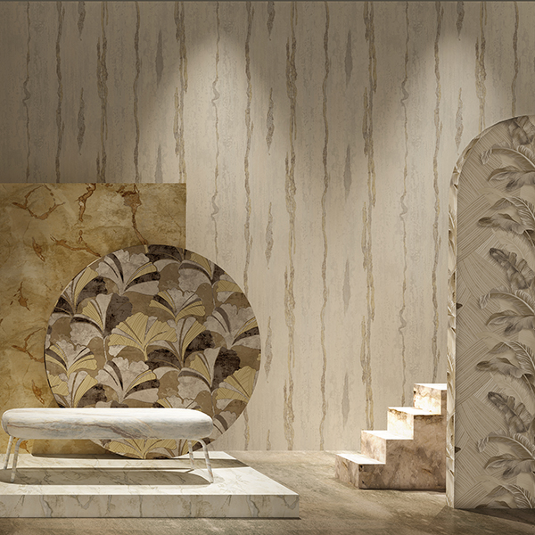 Galerie Wallpaper Product code: 49361R - Stratum Wallpaper Collection - beige cream silver Colours - Verticale Design