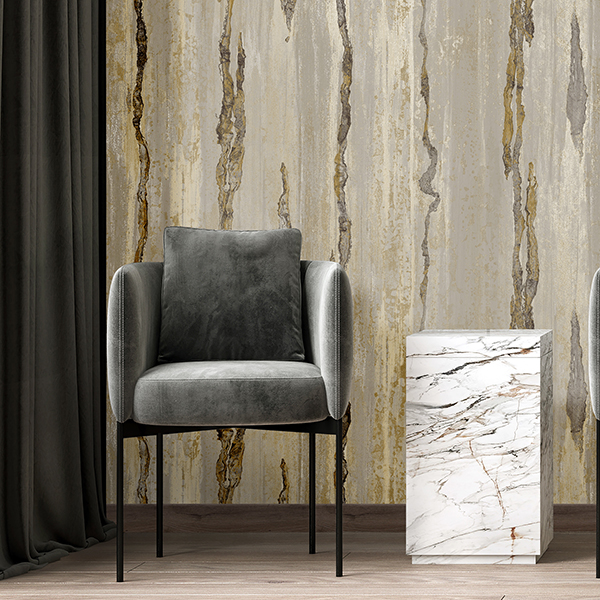 Galerie Wallpaper Product code: 49365R - Stratum Wallpaper Collection - beige grey black gold Colours - Verticale Design
