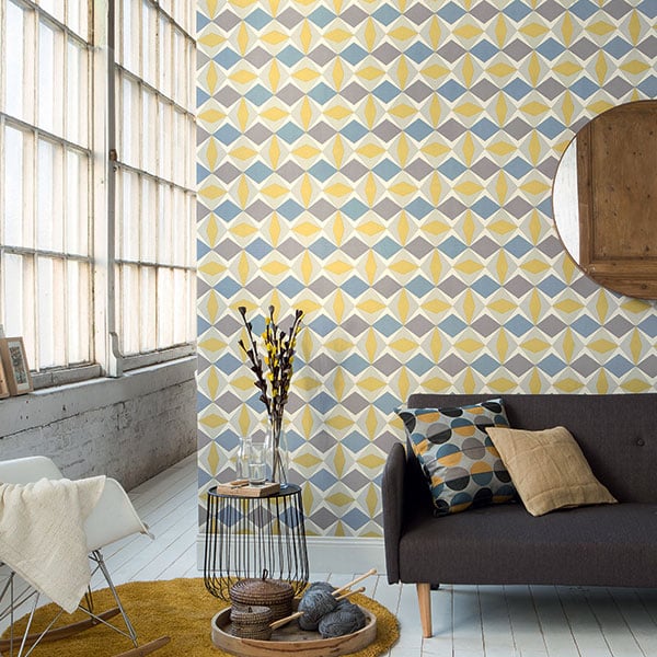 Galerie Wallpaper Product code: 51144002R - Skandinavia Wallpaper Collection - Yellow Blue Grey Colours - Yellow Oslo Geometric Design