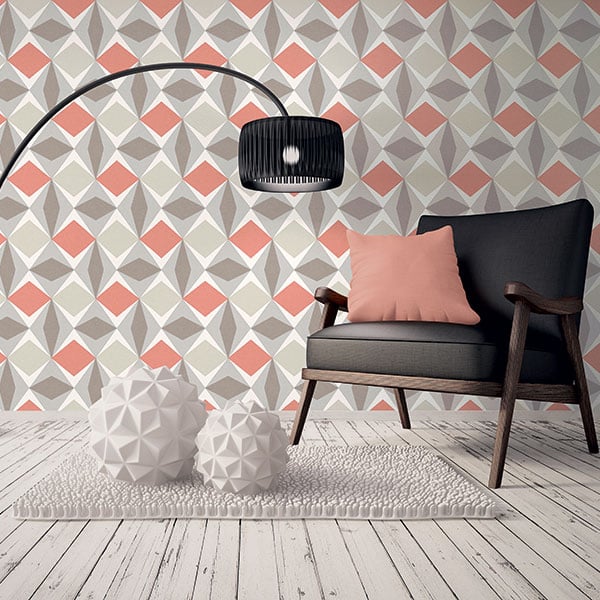 Galerie Wallpaper Product code: 51144010R - Skandinavia Wallpaper Collection - Beige Grey Red Colours - Red Beige Oslo Geometric Design