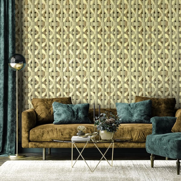 Galerie Wallpaper Product code: 65335_2 - Pepper Wallpaper Collection - Mustard Colours - Octagonal Honeycomb Design