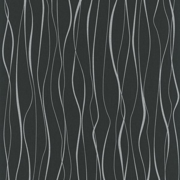Galerie Wallpaper Product code: 6813-40 - Home Wallpaper Collection - Black  Silver Colours - Wave Modern Design