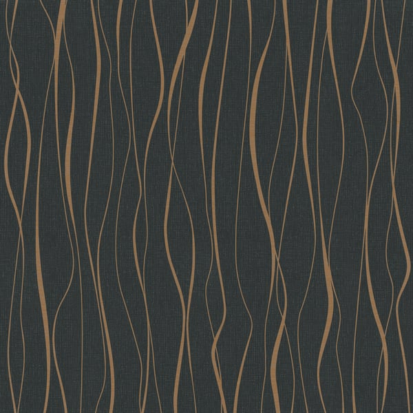 Galerie Wallpaper Product code: 6813-50 - Home Wallpaper Collection - Black  Gold Colours - Wave Modern Design