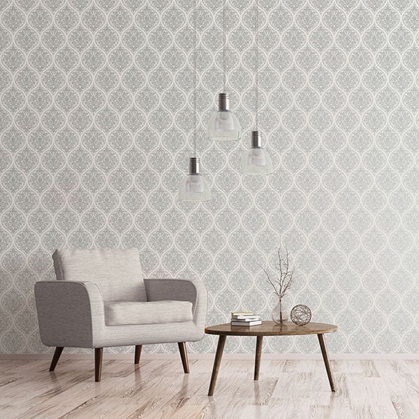 Galerie Wallpaper Product code: 7002R - Emporium Wallpaper Collection - Cream Silver Colours - Emporium Ogee Design
