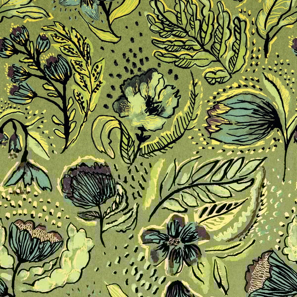 Galerie Wallpaper Product code: 81330 - Pepper Wallpaper Collection - Green Pepper Colours - Wild Garden Design