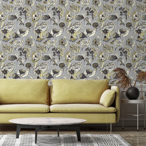 Galerie Wallpaper Product code: 81333_2 - Pepper Wallpaper Collection - Mustard Colours - Wild Garden Design