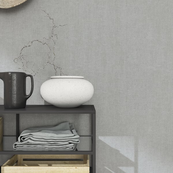 Galerie Wallpaper Product code: 95022_2 - Air Wallpaper Collection - Grey Colours - A great choice for adding texture and interest to a room. This wallpaper style is made to mimic natural woven fibres creating a raised, three-dimensional look which lets the beautiful imperfections of natural materials shine through. With a little shimmer added it's a stylish way to update any of the rooms in your home. Design