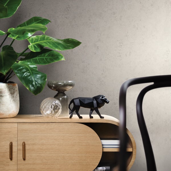 Galerie Wallpaper Product code: 95048_2 - Air Wallpaper Collection - Grey Colours - A mottled, textured wallpaper, shown here in greige. This interesting wallpaper is a sleek and sophisticated design giving a soft mottled effect of natural tones and subtly textured with a light emboss. This wallpaper is a great choice to compliment your decor or would look great on all four walls. Design