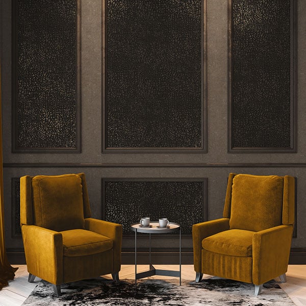 Galerie Wallpaper Product code: AC60001R - Absolutely Chic Wallpaper Collection - Metallic Black Dark Brown Colours - Crocodile Print Motif Design