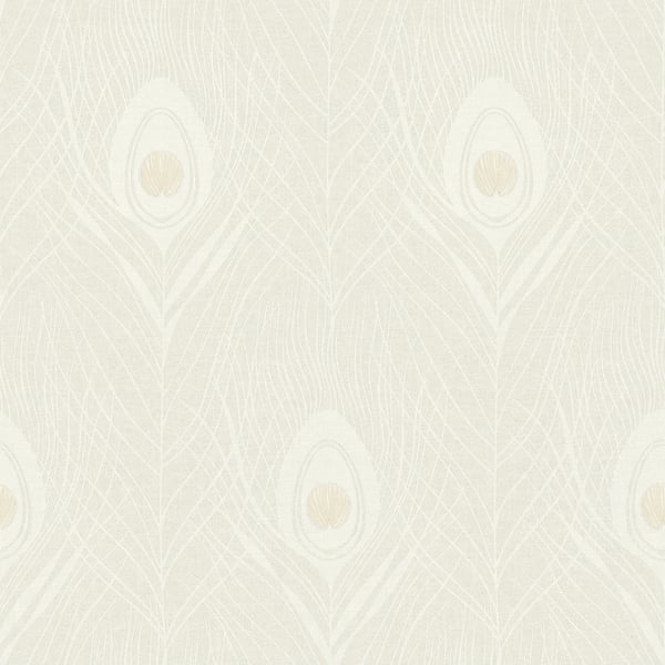 Galerie Wallpaper Product code: AC60003 - Absolutely Chic Wallpaper Collection - Beige Grey Metallic Colours - Peacock Feather Motif Design