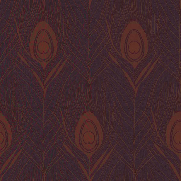 Galerie Wallpaper Product code: AC60007 - Absolutely Chic Wallpaper Collection - Metallic Red Lilac Colours - Peacock Feather Motif Design