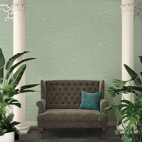 Galerie Wallpaper Product code: AC60012R - Absolutely Chic Wallpaper Collection - Blue Green Metallic Colours - Cherry Blossom Motif Design