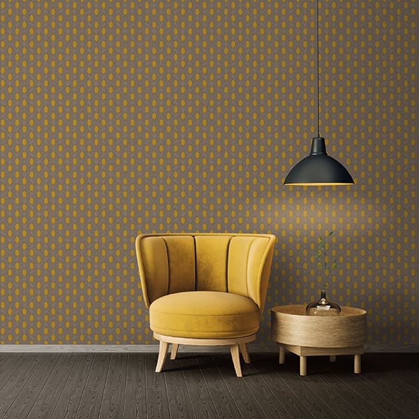 Galerie Wallpaper Product code: AC60019R - Absolutely Chic Wallpaper Collection - Brown Yellow Grey Colours - Art Deco Style Geometric Motif Design