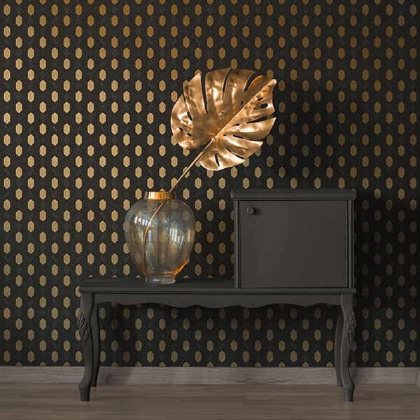 Galerie Wallpaper Product code: AC60022R - Absolutely Chic Wallpaper Collection - Brown Metallic Black Colours - Art Deco Style Geometric Motif Design
