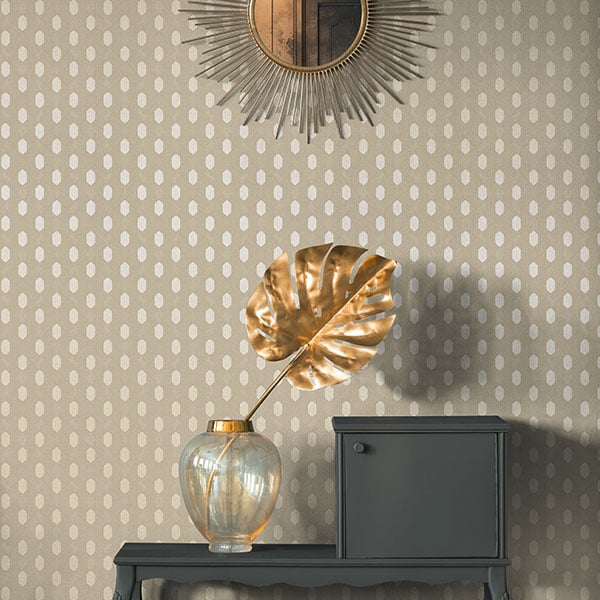 Galerie Wallpaper Product code: AC60024R - Absolutely Chic Wallpaper Collection - Beige Grey Metallic Colours - Art Deco Style Geometric Motif Design
