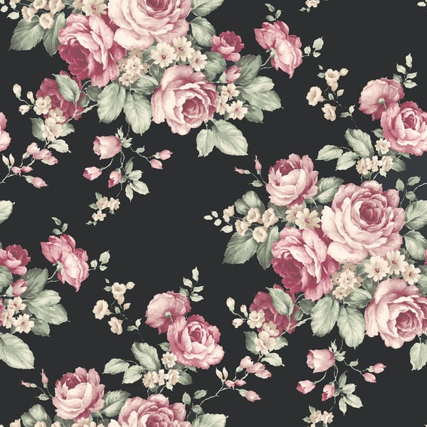 Galerie Wallpaper Product code: AF37700 - Abby Rose 4 Wallpaper Collection - Black Plum Pink Colours - Grand Floral Design