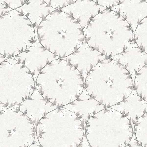 Galerie Wallpaper Product code: AF37744 - Abby Rose 4 Wallpaper Collection - Light Grey Black Colours - Floral Laurel Design
