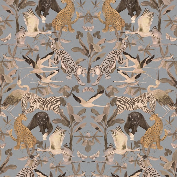 Galerie Wallpaper Product code: DW2001 - Designer Walls Wallpaper Collection - Light Blue Fog Colours - Magic Animals Design