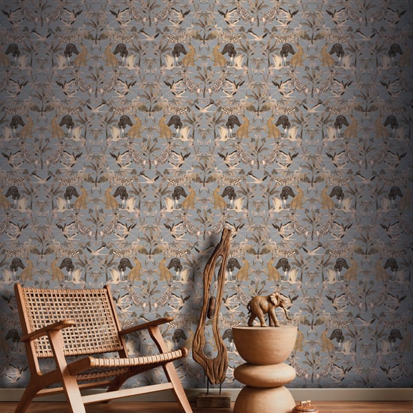Galerie Wallpaper Product code: DW2001_2 - Designer Walls Wallpaper Collection - Light Blue Fog Colours - Magic Animals Design