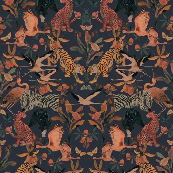 Galerie Wallpaper Product code: DW2003 - Designer Walls Wallpaper Collection - Heron Green Colours - Magic Animals Design
